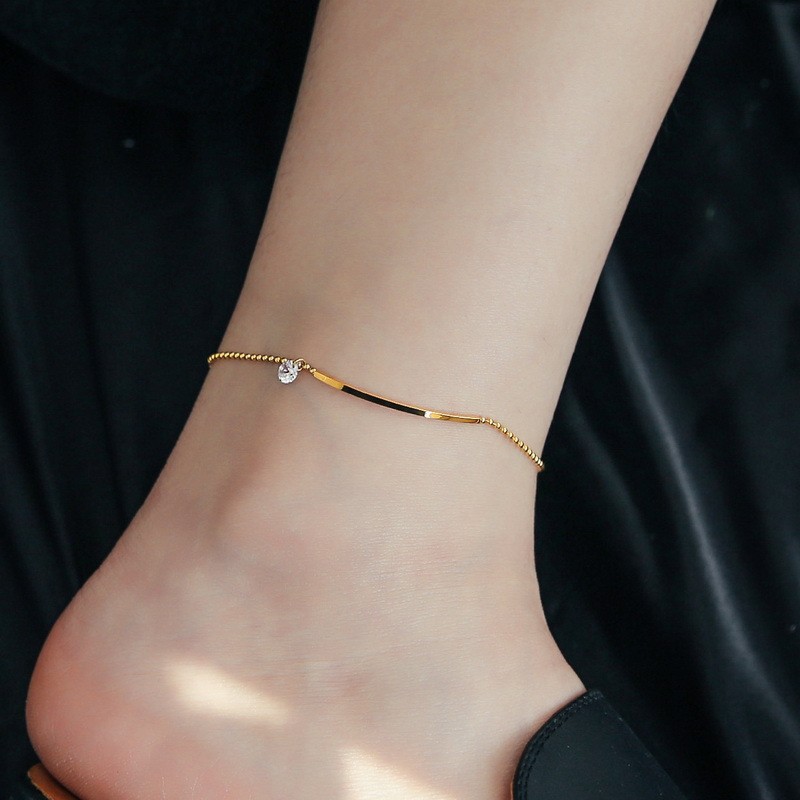 6602 Smiling Diamond Anklet, Gold 3.61