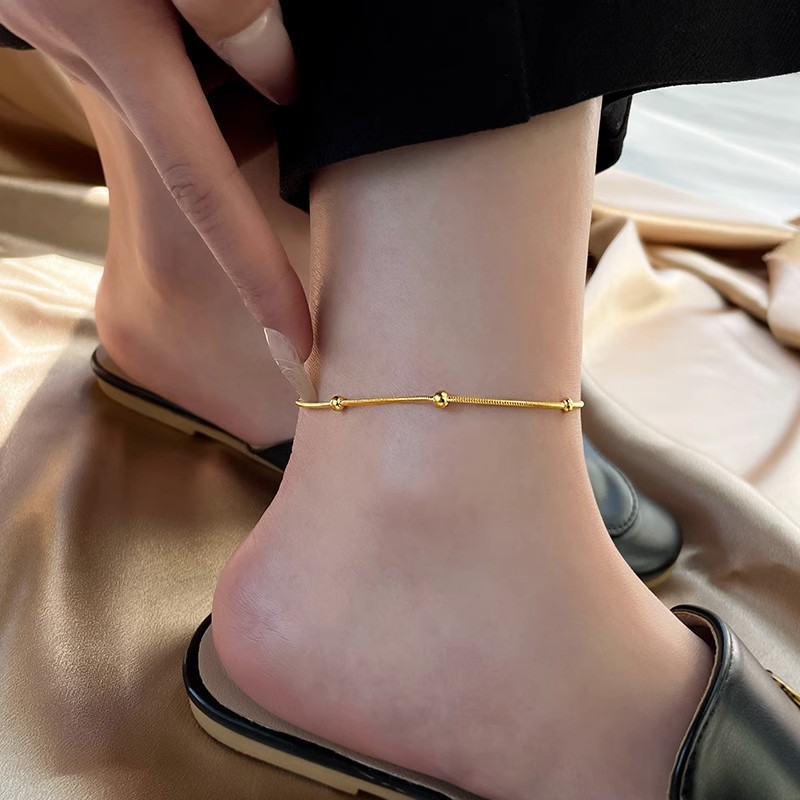 6614 Snake Bone Beaded Anklet