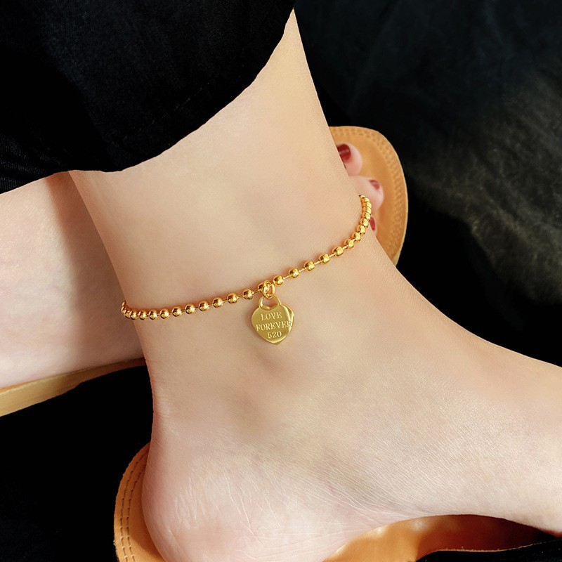6627 Heart-shaped Beaded Anklet